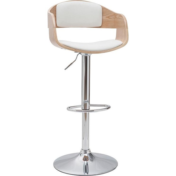 Tabouret de bar design réglable blanc et bois clair EUSTACHE