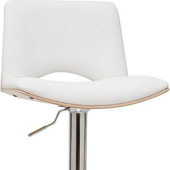 Tabouret de bar design réglable blanc et bois clair PANACH