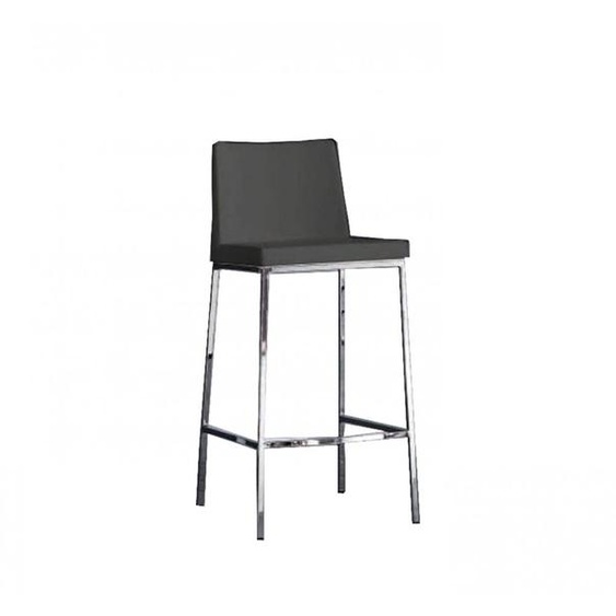 Tabouret de bar ERIK en polyuréthane gris titane, piétement chromé.