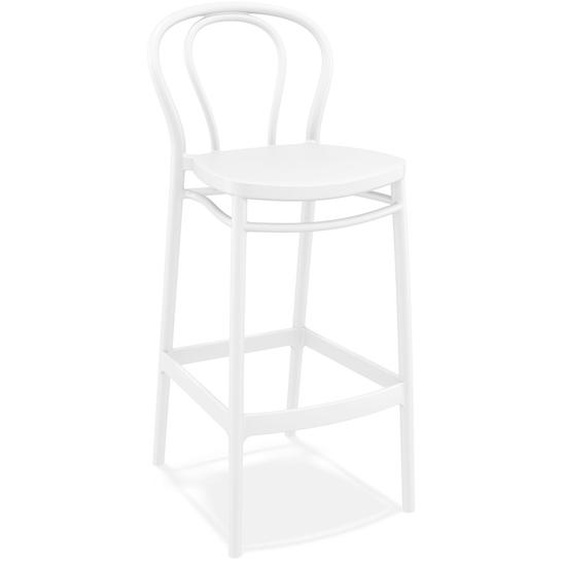 Tabouret de bar FERDINAND intérieur / extérieur en matière plastique blanche
