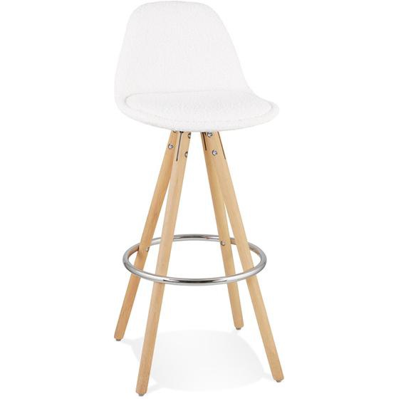 Tabouret de bar FLORENCE en tissu bouloché blanc style scandinave