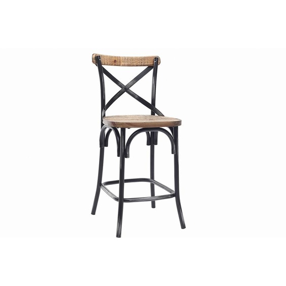 Tabouret de bar industriel en bois et métal vieilli noir 65 cm JAKE
