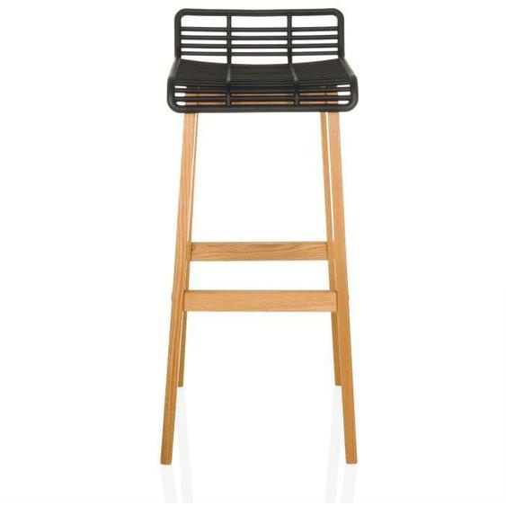 Tabouret de bar - hjh OFFICE - LONSO W - Chêne/Noir - Bois / plastique
