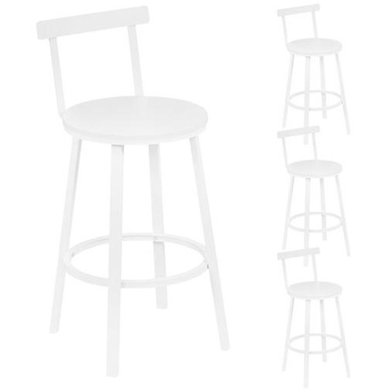 Tabouret de Bar Lot de 4 - WOLTU Tabouret Haut - Métal et MDF - Blanc W0ATT0913-4