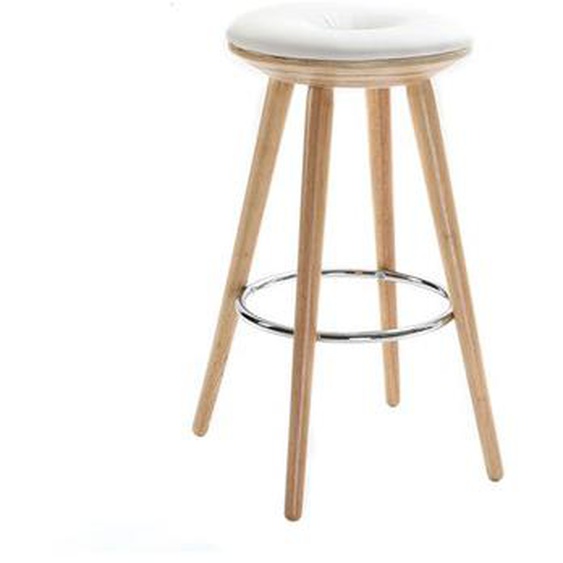 Tabouret de bar scandinave blanc et bois clair 65 cm NORDECO