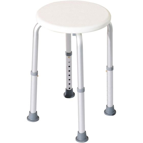 Tabouret de douche réglable en hauteur siège de douche ergonomique pieds antidérapants charge max. 136 Kg alu hdpe blanc