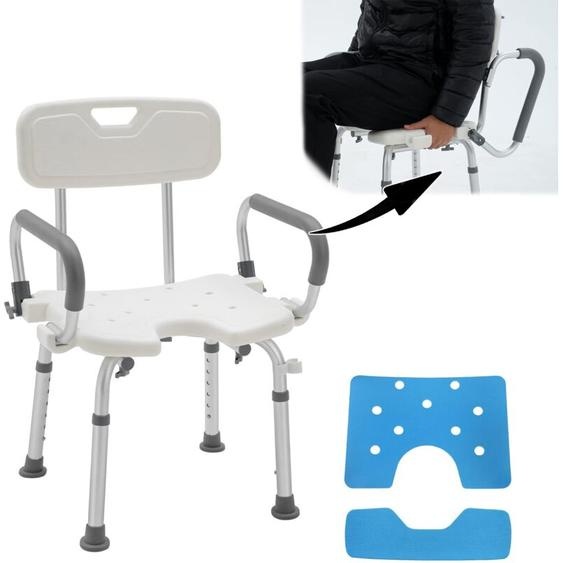 Tabouret de douche Siège de bain 37-50cm Hauteur réglable Chaise de douche pour personnes âgées Tabouret de bain antidérapant Naizy