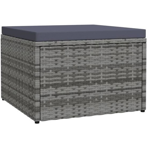 Tabouret de jardin avec coussin Gris Résine tressée