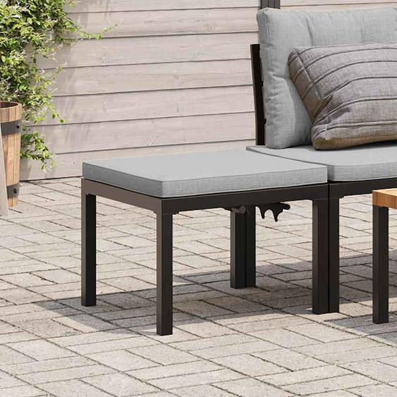 Tabouret de jardin avec coussin noir acier enduit de poudre
