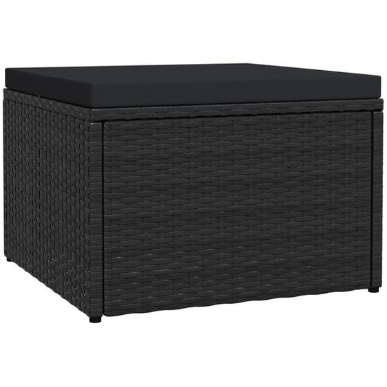 Tabouret de jardin avec coussin Noir Résine tressée