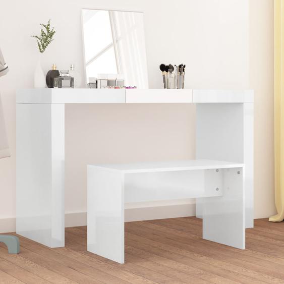 Tabouret de toilette Blanc brillant70x35x45cm Bois dingénierie