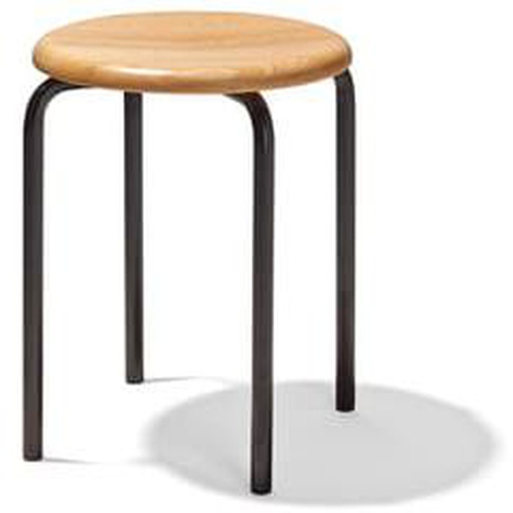 Tabouret empilable Tom - Chêne naturel - chromé