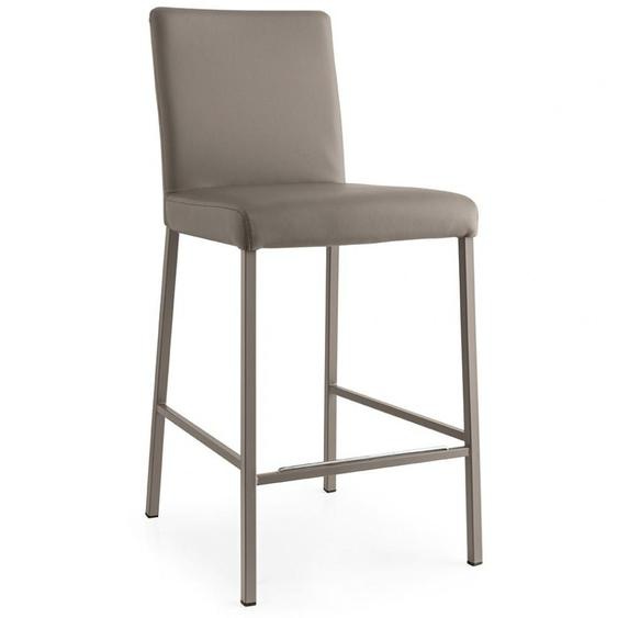 Tabouret GARDA structure métal assise aspect cuir grège