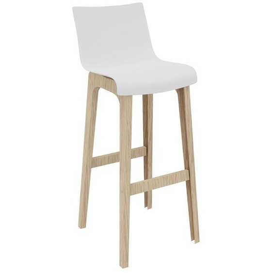 Tabouret haut Amalrik H.102 cm pieds chêne massif - Blanc