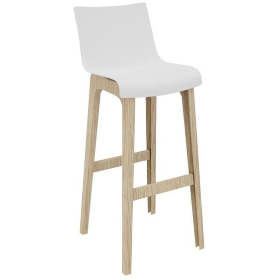 Tabouret haut Amalrik H.102 cm pieds chêne massif - Blanc