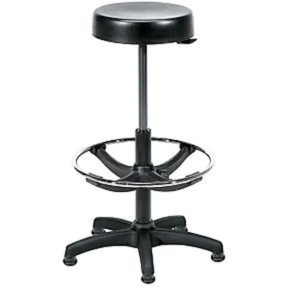 Tabouret haut Budget polyuréthane noir à patins réglable de 55-80 cm