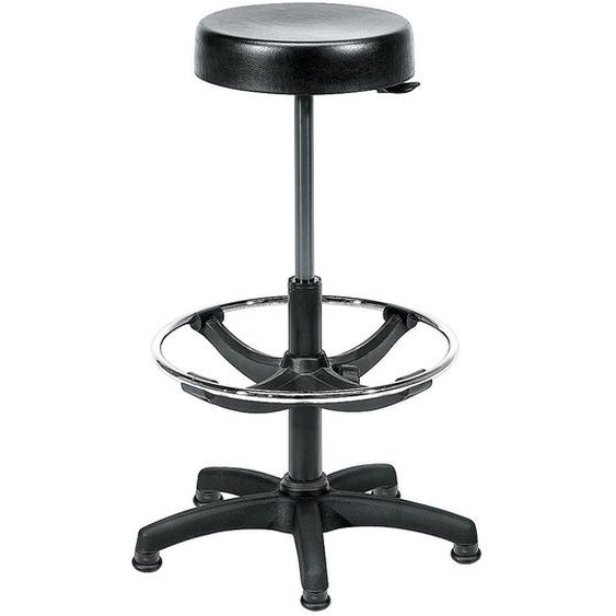 Tabouret haut Budget polyuréthane noir à patins réglable de 55-80 cm