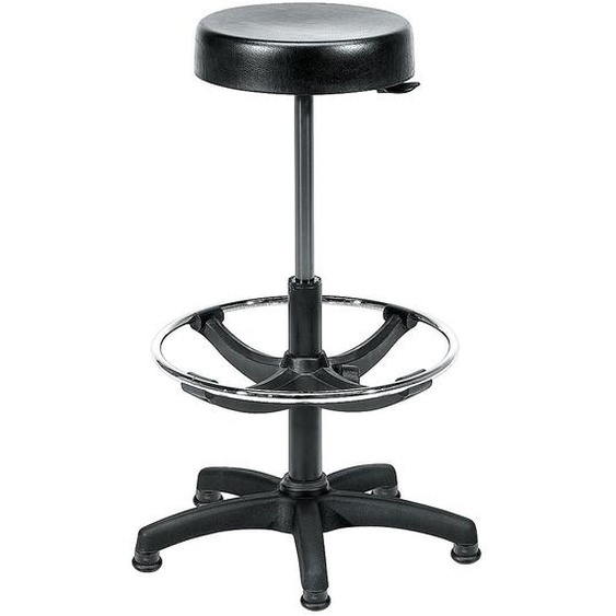 Tabouret haut Budget polyuréthane noir à patins réglable de 55-80 cm
