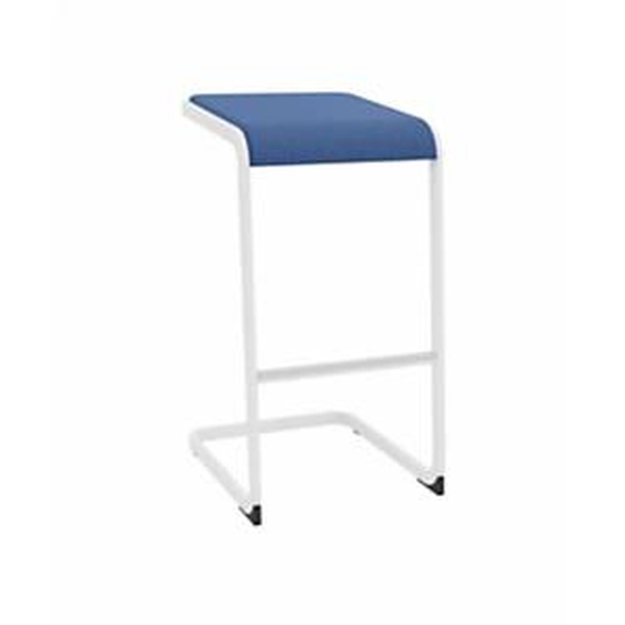 Tabouret haut C-STOOL - Assise tapissée bleue