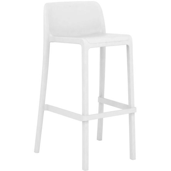 Tabouret haut d’extérieur Jonah en polypropylène recyclable – Blanc