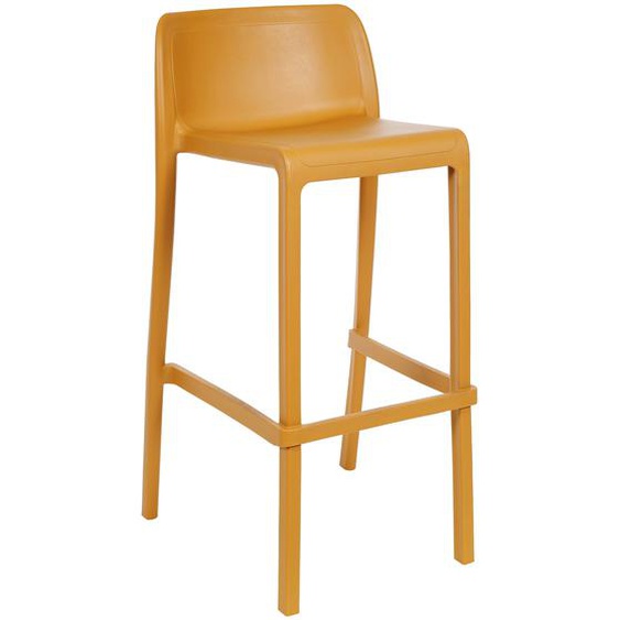 Tabouret haut d’extérieur Jonah en polypropylène recyclable – Moutarde