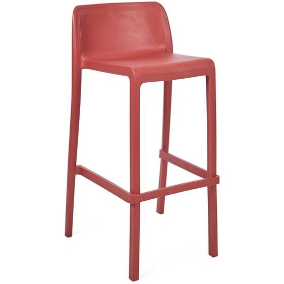 Tabouret haut d’extérieur Jonah en polypropylène recyclable – Rouge