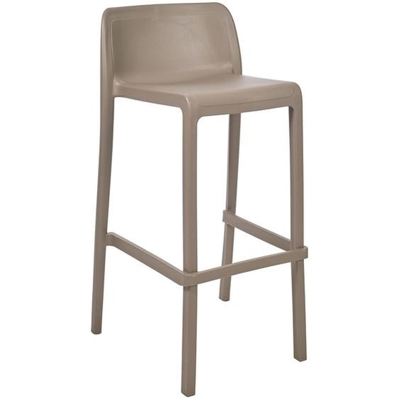 Tabouret haut d’extérieur Jonah en polypropylène recyclable– Taupe
