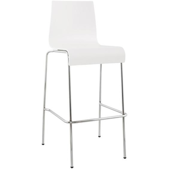 Tabouret haut KWATRO empilable en bois blanc sur 4 pieds