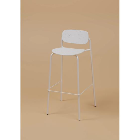Tabouret haut USO - Assise et dossier incurvés - Pour intérieur et extérieur - Empilable - Blanc - Pieds blanc