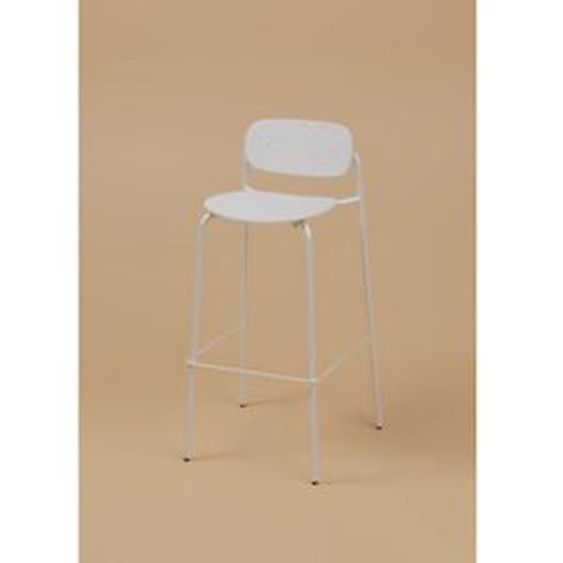 Tabouret haut USO - Assise et dossier incurvés - Pour intérieur et extérieur - Empilable - Blanc - Pieds blanc