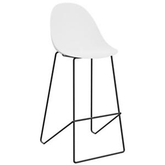 Tabouret haut Void - polypropylène Blanc piétement métal noir - Lot de 2