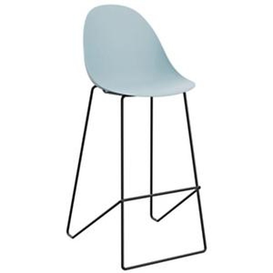 Tabouret haut Void - polypropylène Bleu piétement métal noir - Lot de 2