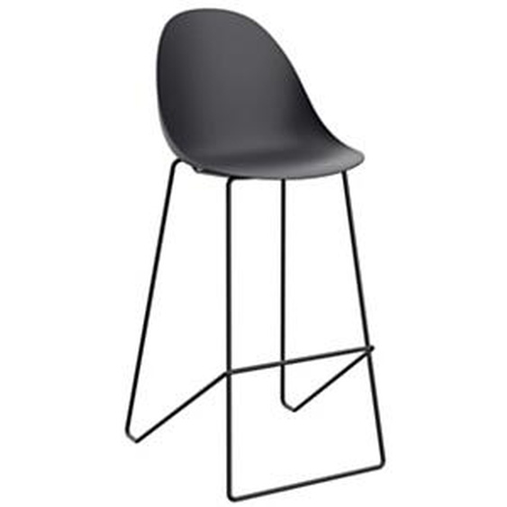 Tabouret haut Void - polypropylène et piétement métal Noir - Lot de 2