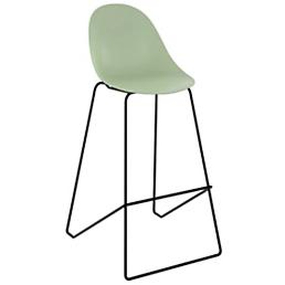 Tabouret haut Void - polypropylène Vert piétement métal noir - Lot de 2