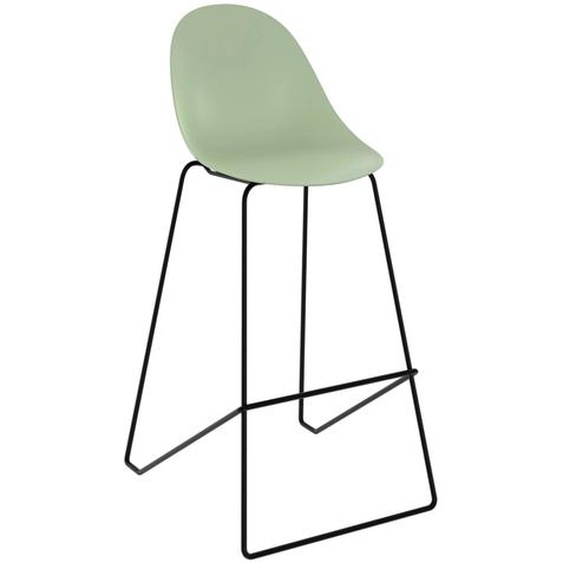Tabouret haut Void - polypropylène Vert piétement métal noir - Lot de 2