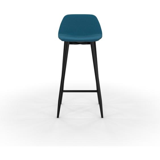Tabouret MUST - Piètement acier noir - Assise tissu 100% polyester Bleu