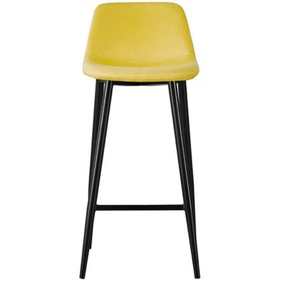 Tabouret MUST - Piètement acier noir - Assise tissu 100% polyester Jaune