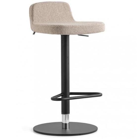 Tabouret pivotant RILEY pieds métal assise tapissé grège