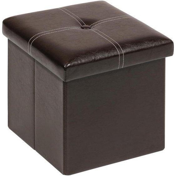 Tabouret pliable Unyqoos® avec espace de rangement, couleur marron – 30 x 30 x 30 cm, assise rembourrée en mousse viscoélastique, panneau en MDF, pliable, angles arrondis pour plus de sécurité