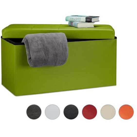Relaxdays Banc de rangement pratique en simili cuir, 2 places, capacité de charge 300 kg, HLP : 38 x 76 x 38 cm, noir