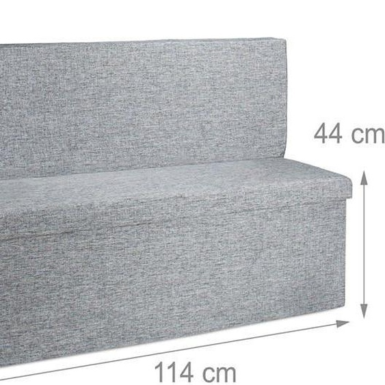Tabouret pouf banquette de rangement pliant en lin 114 cm gris