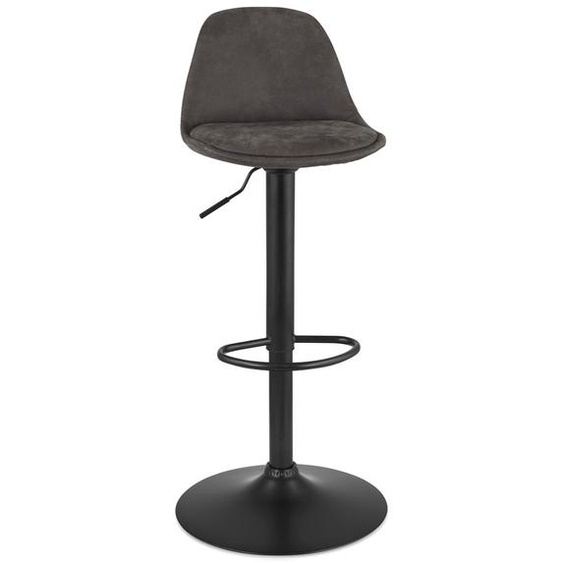 Tabouret réglable CROUPION en microfibre gris foncé et pied en métal noir