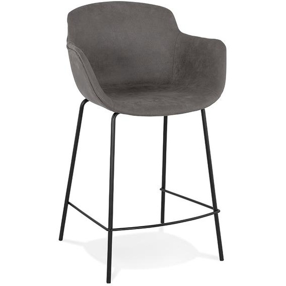 Tabouret snack mi-hauteur CALVIN MINI en microfibre grise foncée