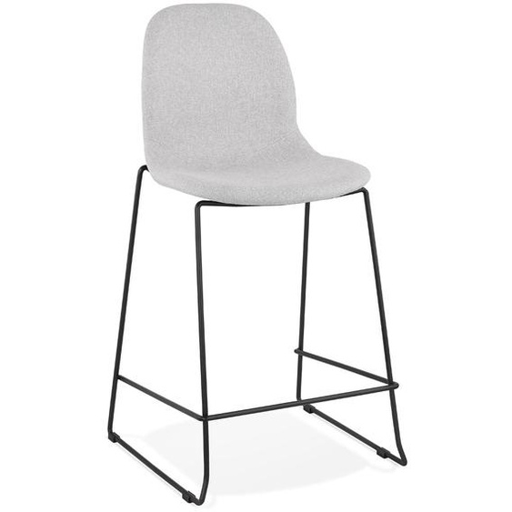 Tabouret snack mi-hauteur EKTOR MINI en tissu gris clair empilable