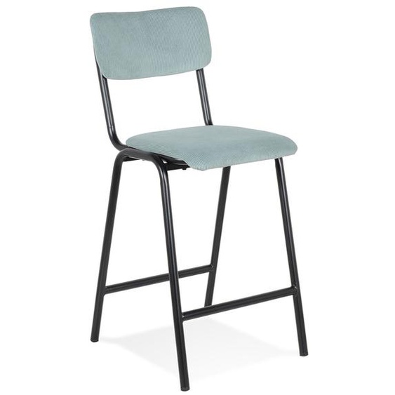 Tabouret snack mi-hauteur TALIA MINI en tissu côtelé bleu - commande par 2 pièces / prix pour 1 pièce