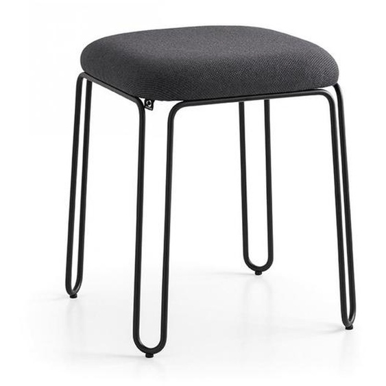 Tabouret  STULLE  structure métal assise rembourré tapissé noir