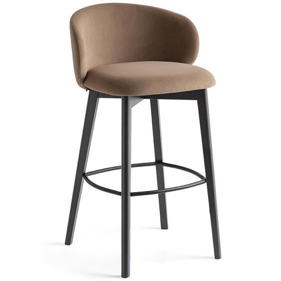 Tabouret TUKA structure bois assise rembourré tapissé couleur camel