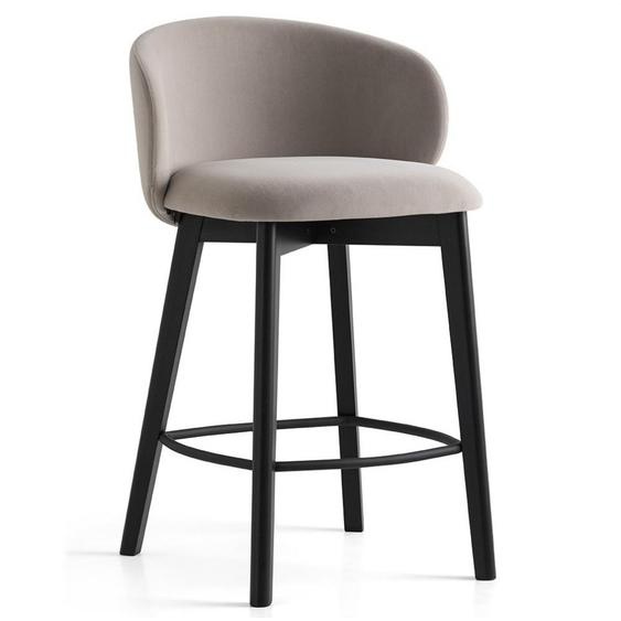 Tabouret TUKA structure bois assise rembourré tapissé sable