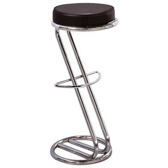 Tabouret Zeus imitation cuir, noir et chromé, 83 cm de hauteur
