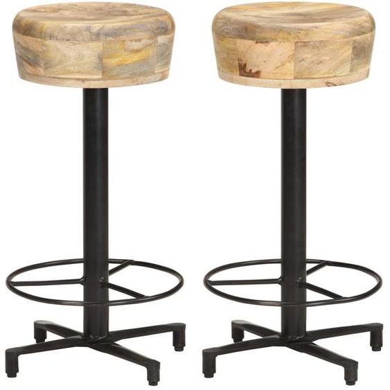 Tabourets de bar lot de 2 66 cm bois de manguier massif